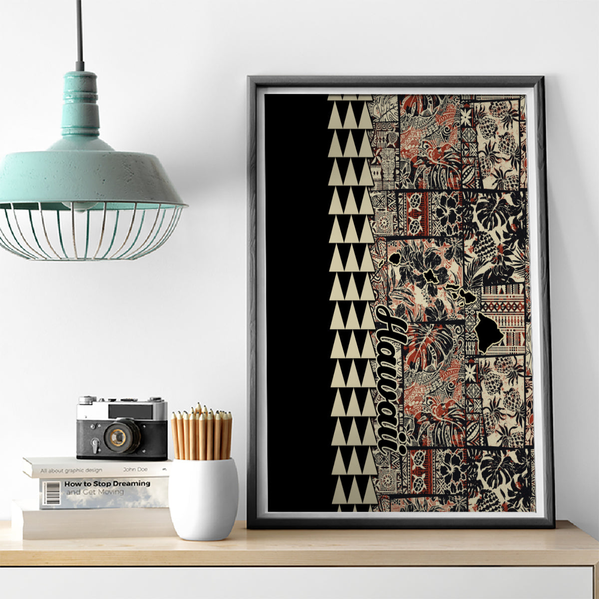 Hawaiian Quilt Canvas Wall Art Hibiscus Kakau Vintage Style - Wonder Print Shop