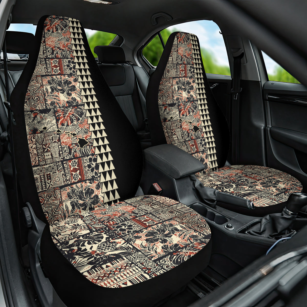 Hawaiian Quilt Car Seat Cover Hibiscus Kakau Vintage Style - Wonder Print Shop