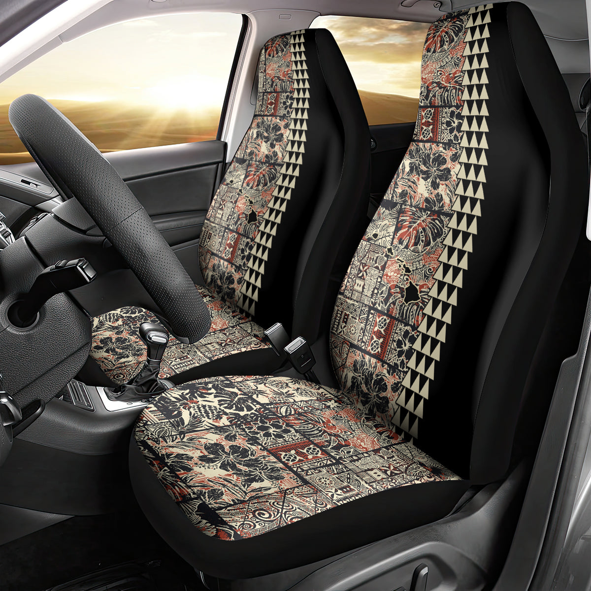 Hawaiian Quilt Car Seat Cover Hibiscus Kakau Vintage Style - Wonder Print Shop
