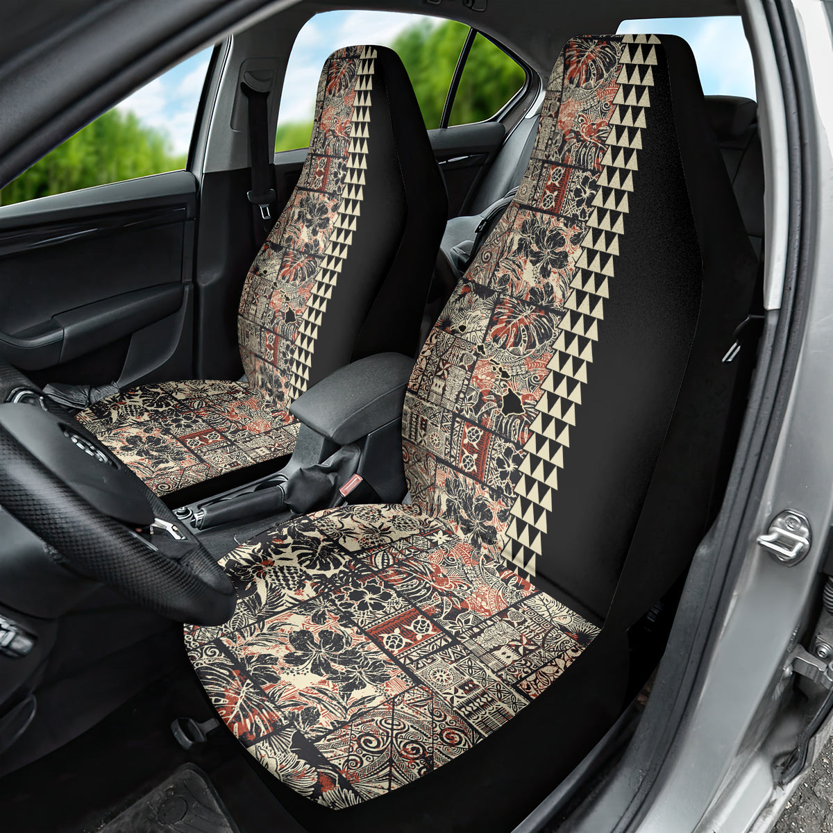 Hawaiian Quilt Car Seat Cover Hibiscus Kakau Vintage Style - Wonder Print Shop