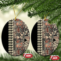 Hawaiian Quilt Ceramic Ornament Hibiscus Kakau Vintage Style - Wonder Print Shop