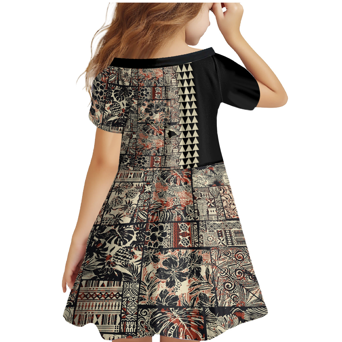 Hawaiian Quilt Family Matching Mermaid Dress and Hawaiian Shirt Hibiscus Kakau Vintage Style - Wonder Print Shop