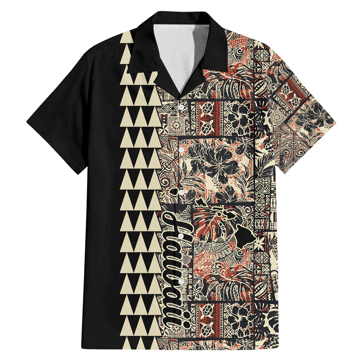 Hawaiian Quilt Family Matching Mermaid Dress and Hawaiian Shirt Hibiscus Kakau Vintage Style - Wonder Print Shop