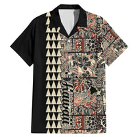 Hawaiian Quilt Family Matching Mermaid Dress and Hawaiian Shirt Hibiscus Kakau Vintage Style - Wonder Print Shop