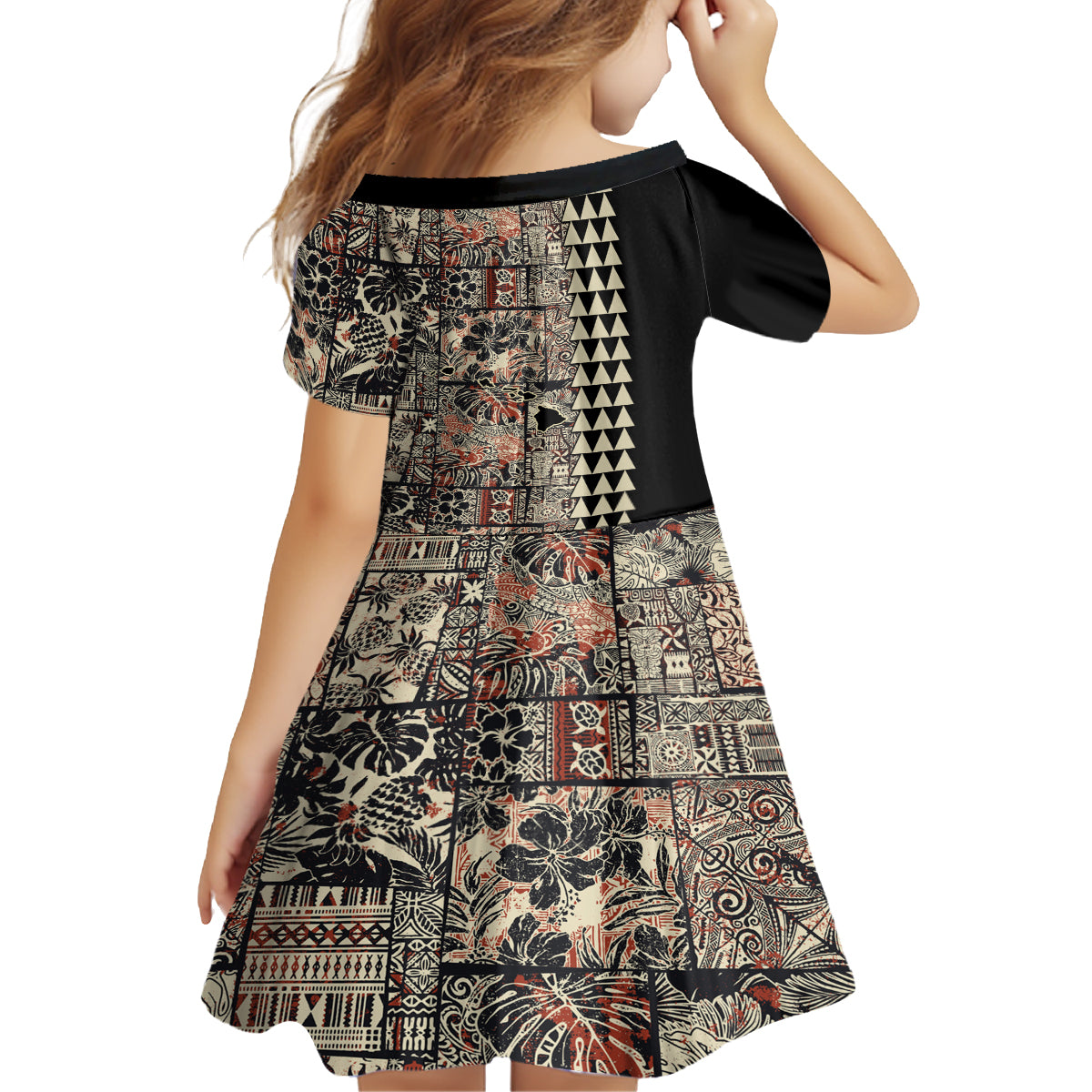 Hawaiian Quilt Family Matching Off Shoulder Short Dress and Hawaiian Shirt Hibiscus Kakau Vintage Style - Wonder Print Shop