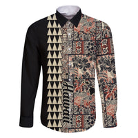 Hawaiian Quilt Family Matching Puletasi Dress and Hawaiian Shirt Hibiscus Kakau Vintage Style - Wonder Print Shop