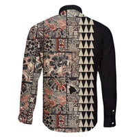 Hawaiian Quilt Family Matching Puletasi Dress and Hawaiian Shirt Hibiscus Kakau Vintage Style - Wonder Print Shop