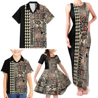 Hawaiian Quilt Family Matching Tank Maxi Dress and Hawaiian Shirt Hibiscus Kakau Vintage Style - Wonder Print Shop