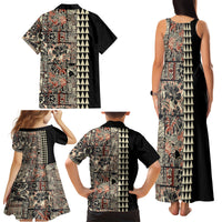Hawaiian Quilt Family Matching Tank Maxi Dress and Hawaiian Shirt Hibiscus Kakau Vintage Style - Wonder Print Shop