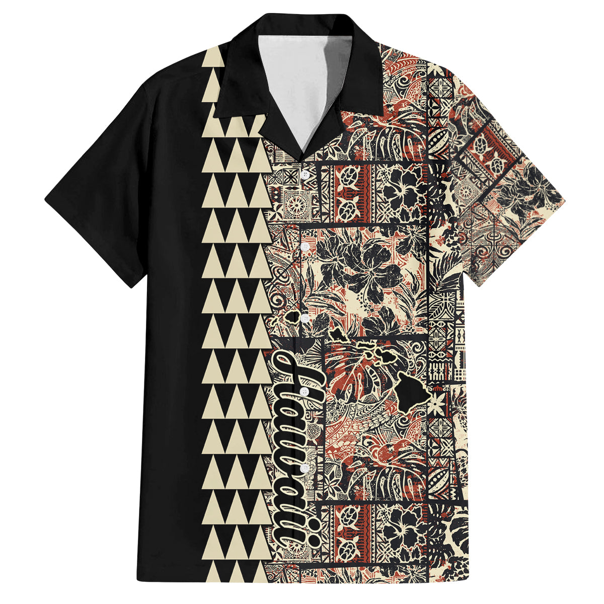 Hawaiian Quilt Family Matching Tank Maxi Dress and Hawaiian Shirt Hibiscus Kakau Vintage Style - Wonder Print Shop