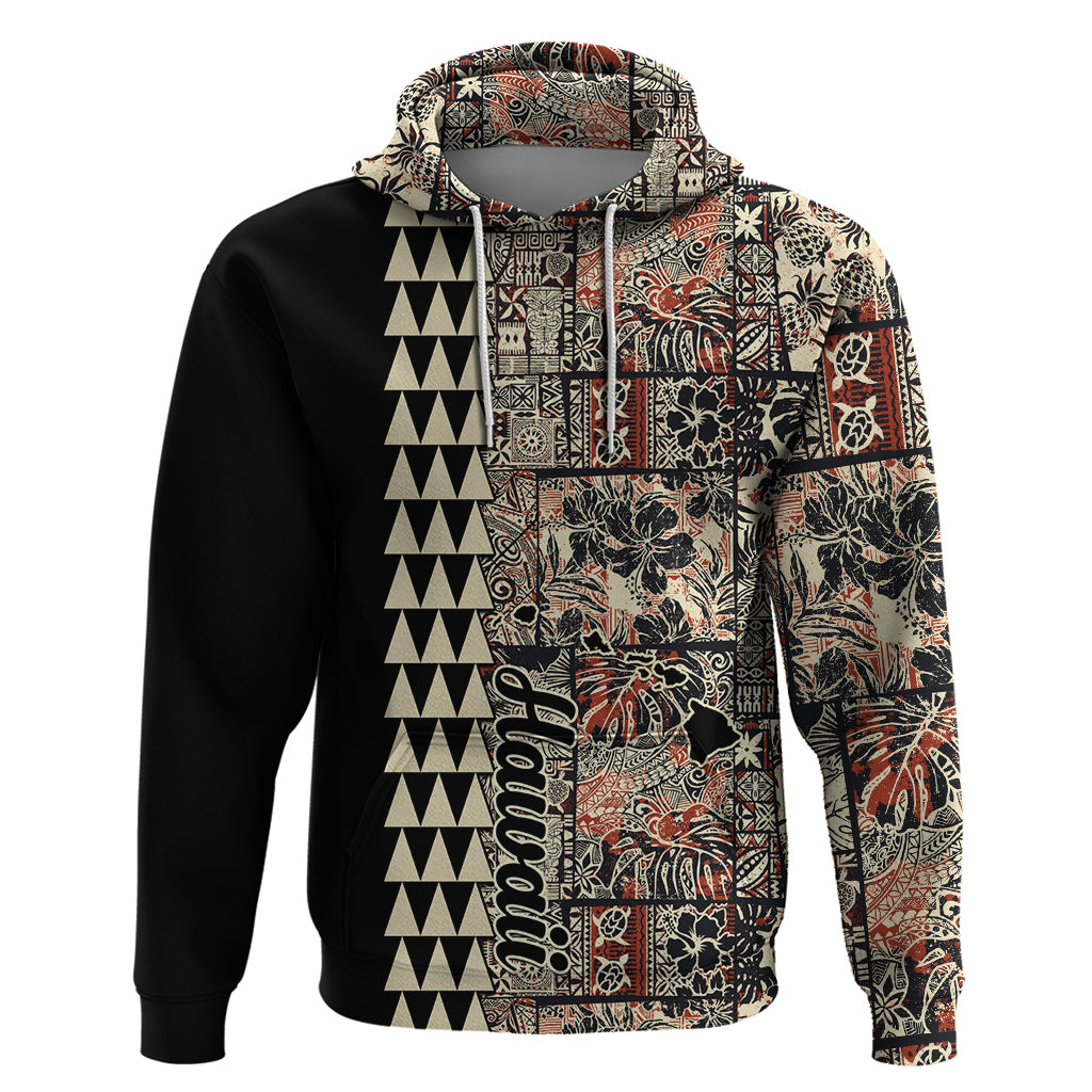 Hawaiian Quilt Hoodie Hibiscus Kakau Vintage Style - Wonder Print Shop
