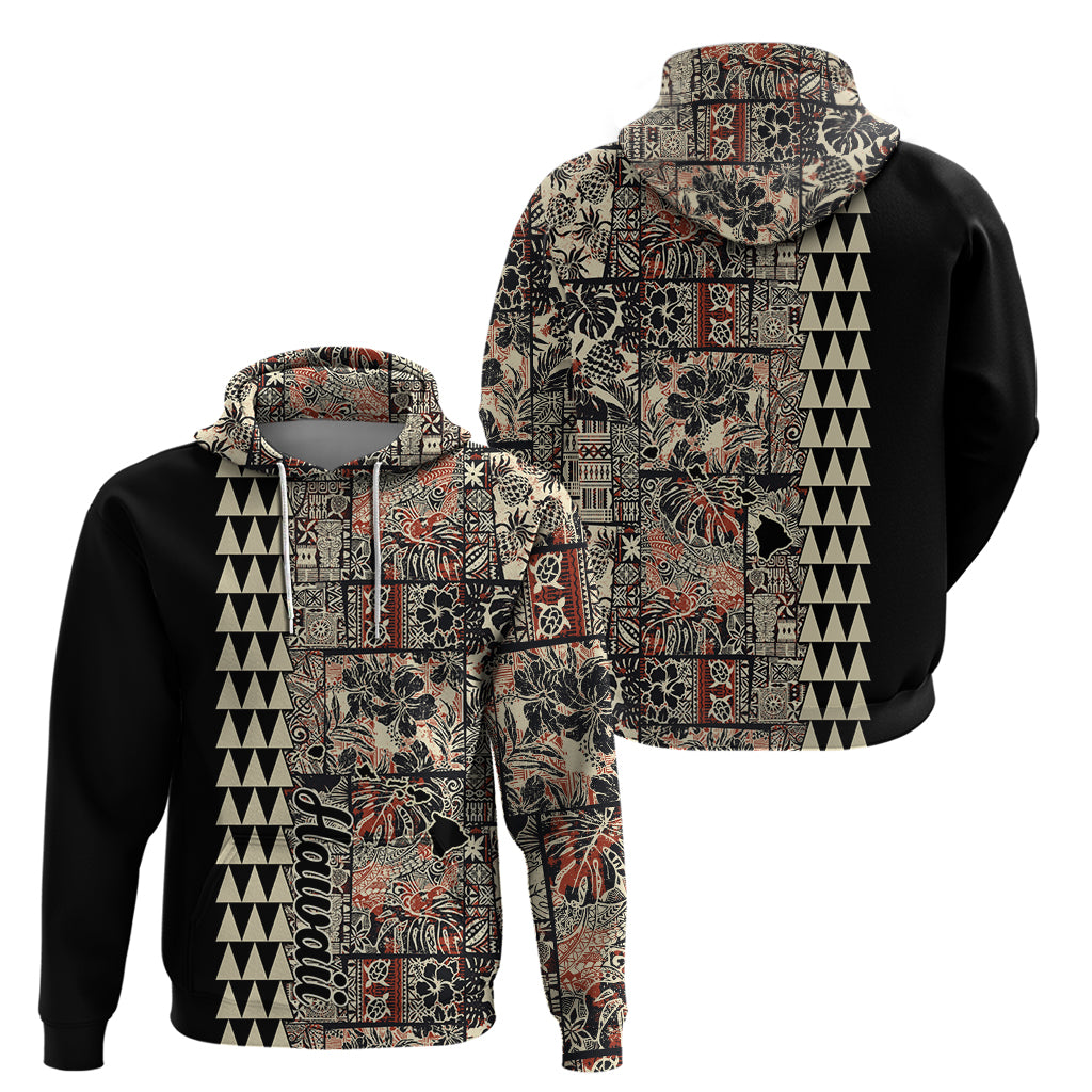 Hawaiian Quilt Hoodie Hibiscus Kakau Vintage Style - Wonder Print Shop