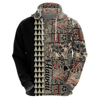 Hawaiian Quilt Hoodie Hibiscus Kakau Vintage Style - Wonder Print Shop