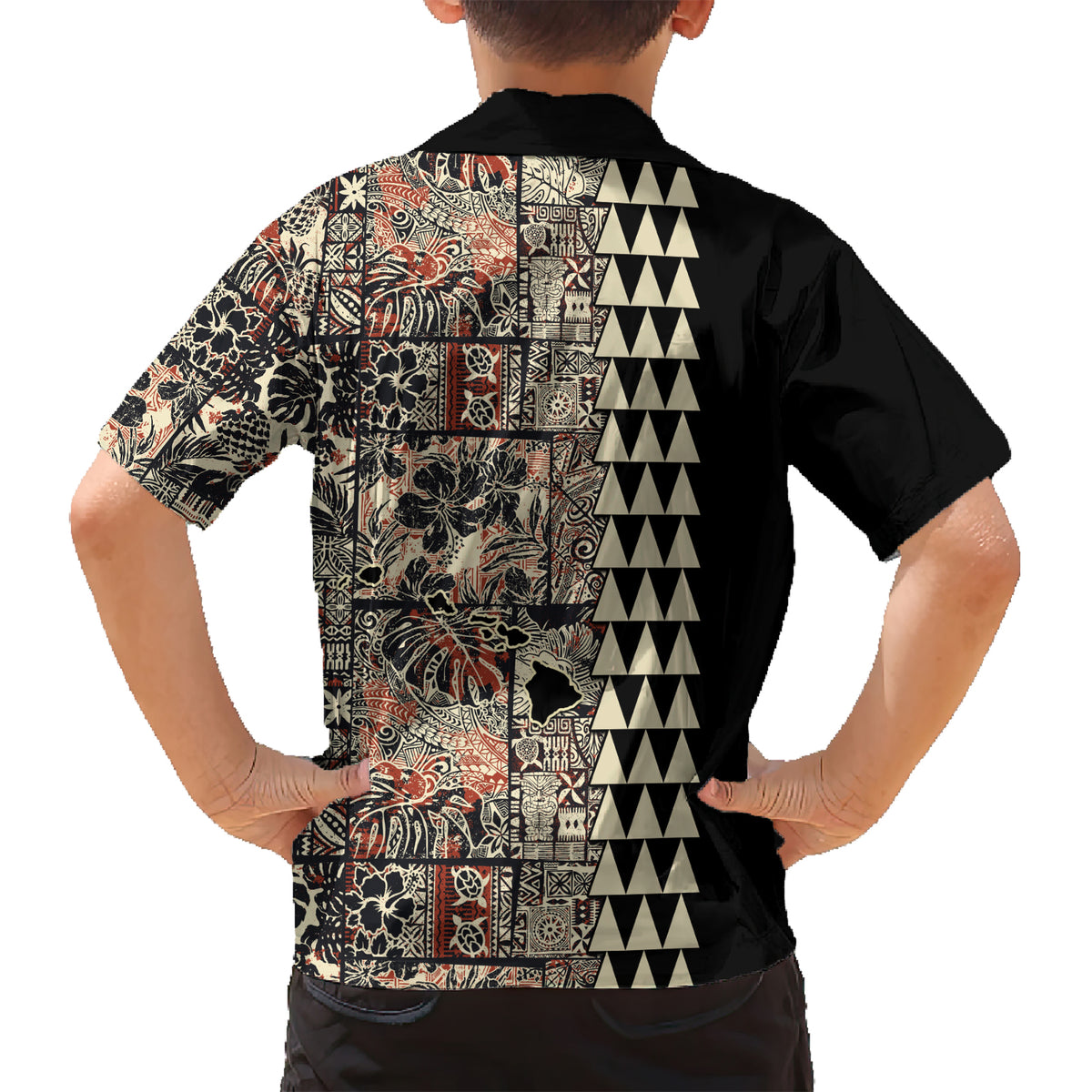 Hawaiian Quilt Kid Hawaiian Shirt Hibiscus Kakau Vintage Style - Wonder Print Shop