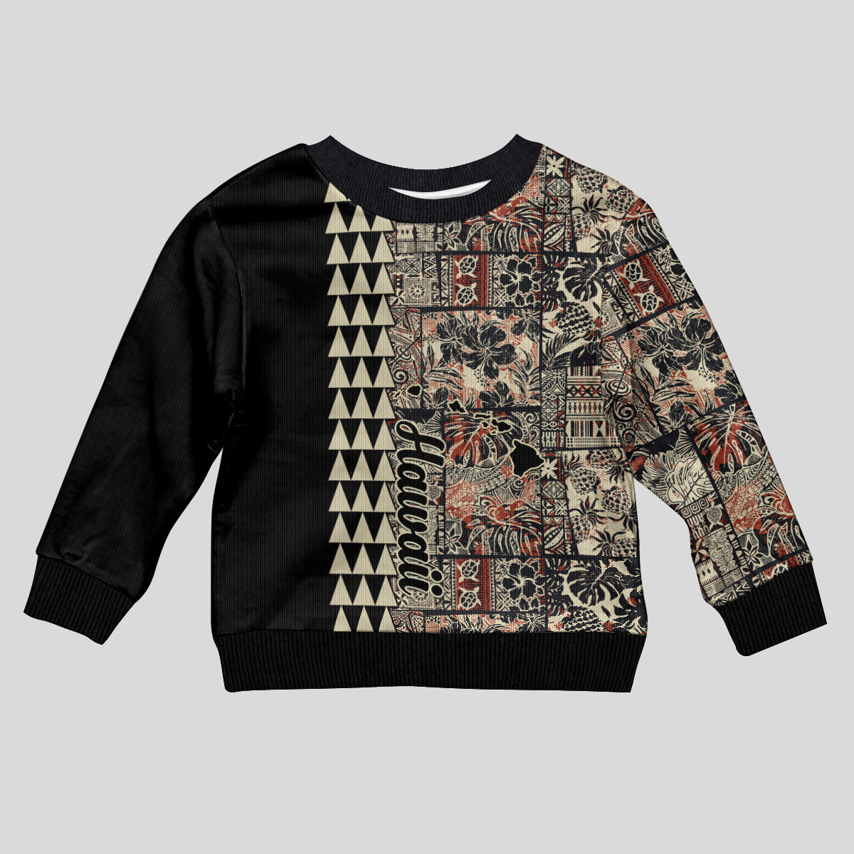 Hawaii Quilt Kid Ugly Christmas Sweater Hibiscus Kakau Vintage Style - Wonder Print Shop