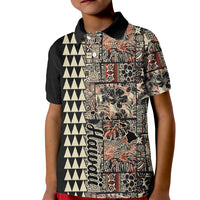 Hawaiian Quilt Kid Polo Shirt Hibiscus Kakau Vintage Style - Wonder Print Shop