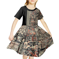 Hawaiian Quilt Kid Short Sleeve Dress Hibiscus Kakau Vintage Style - Wonder Print Shop