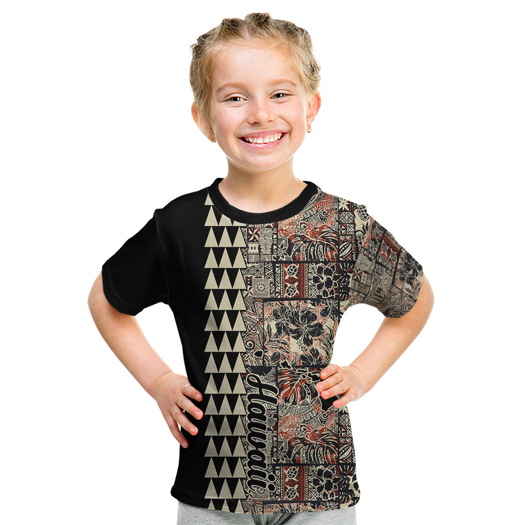 Hawaiian Quilt Kid T Shirt Hibiscus Kakau Vintage Style - Wonder Print Shop