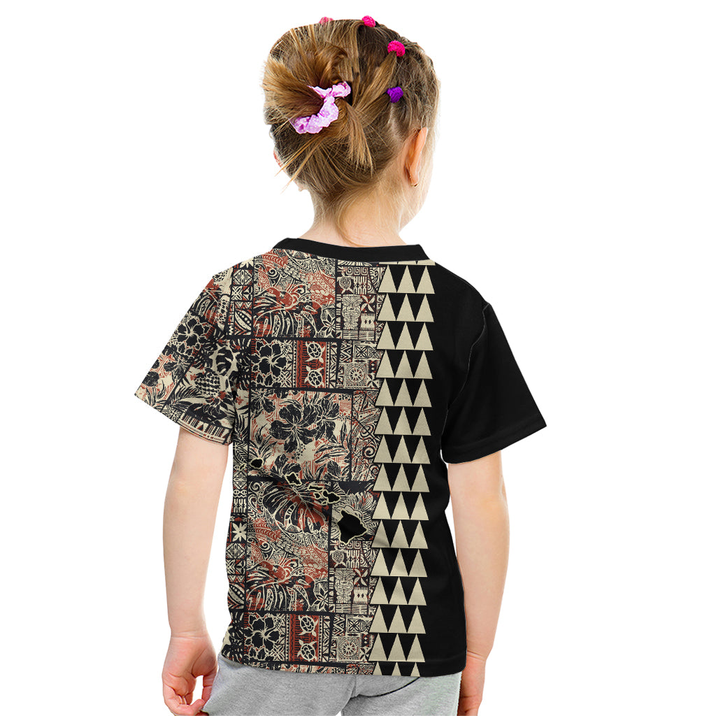 Hawaiian Quilt Kid T Shirt Hibiscus Kakau Vintage Style - Wonder Print Shop