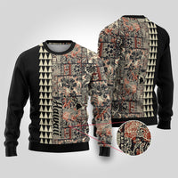 Hawaii Quilt Ugly Christmas Sweater Hibiscus Kakau Vintage Style - Wonder Print Shop