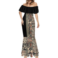 Hawaiian Quilt Mermaid Dress Hibiscus Kakau Vintage Style - Wonder Print Shop