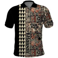 Hawaiian Quilt Polo Shirt Hibiscus Kakau Vintage Style - Wonder Print Shop