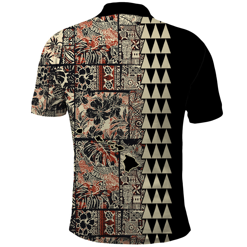 Hawaiian Quilt Polo Shirt Hibiscus Kakau Vintage Style - Wonder Print Shop