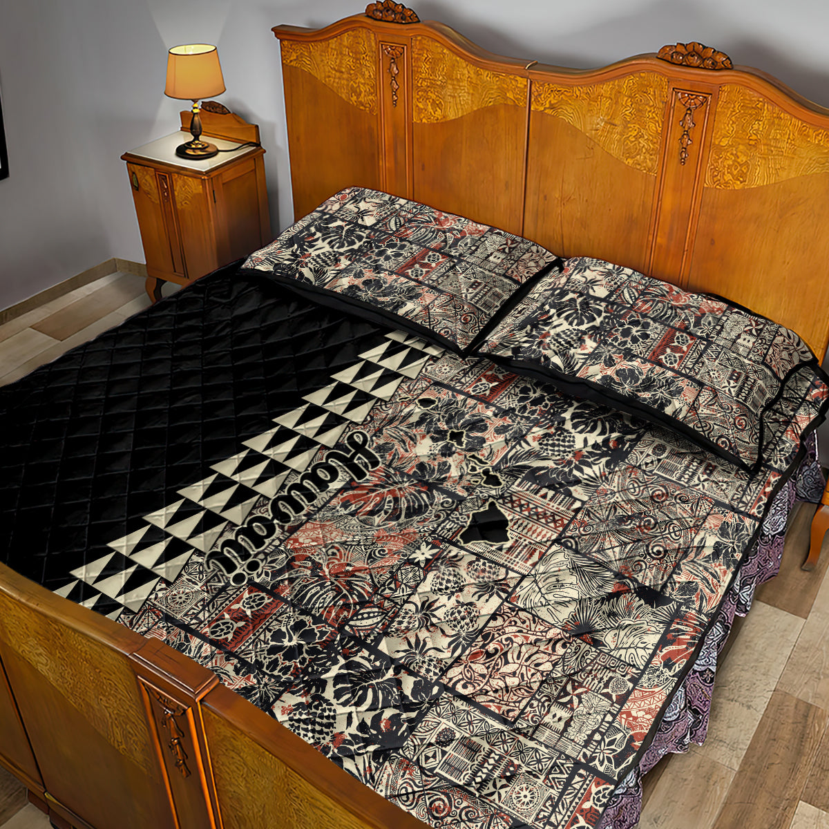 Hawaiian Quilt Quilt Bed Set Hibiscus Kakau Vintage Style - Wonder Print Shop