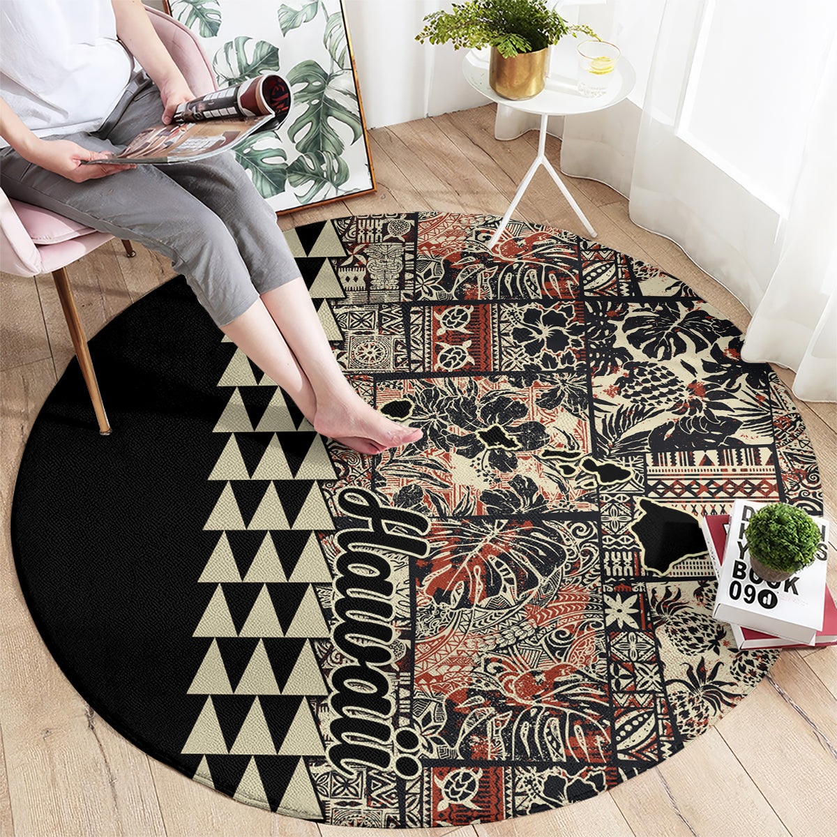 hawaiian-quilt-round-carpet-hibiscus-kakau-vintage-style