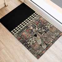 Hawaiian Quilt Rubber Doormat Hibiscus Kakau Vintage Style - Wonder Print Shop