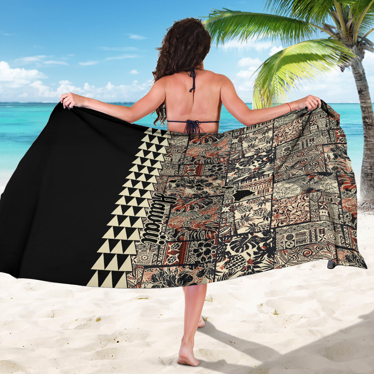 Hawaiian Quilt Sarong Hibiscus Kakau Vintage Style - Wonder Print Shop