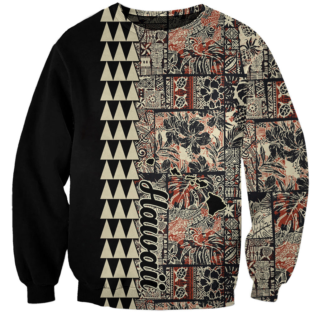 Hawaiian Quilt Sweatshirt Hibiscus Kakau Vintage Style - Wonder Print Shop