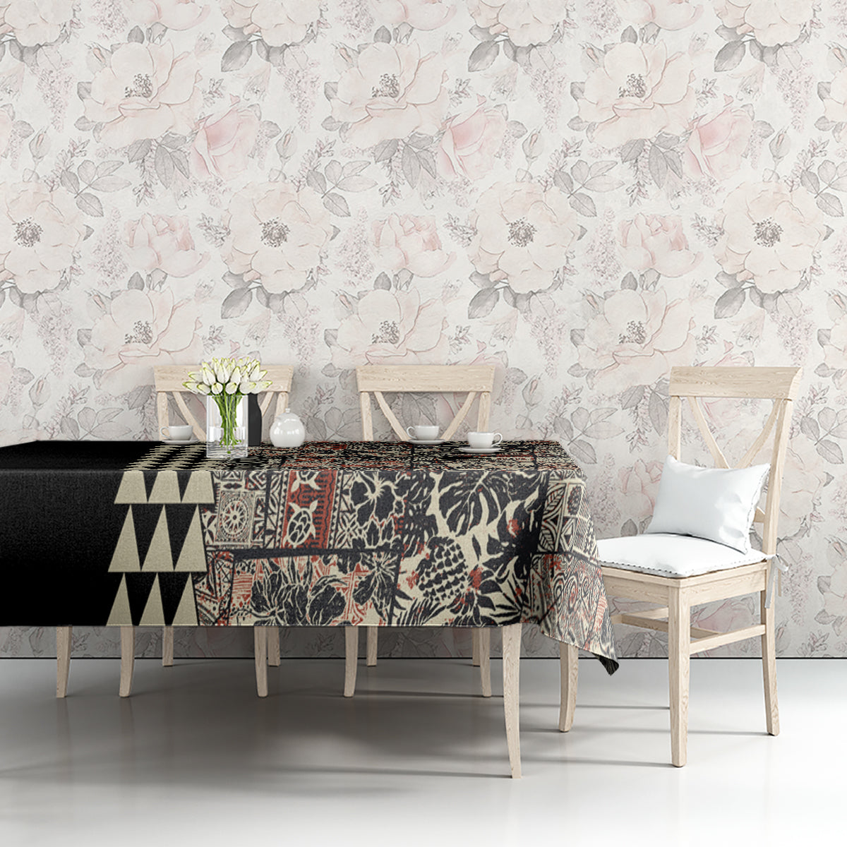 Hawaiian Quilt Tablecloth Hibiscus Kakau Vintage Style - Wonder Print Shop