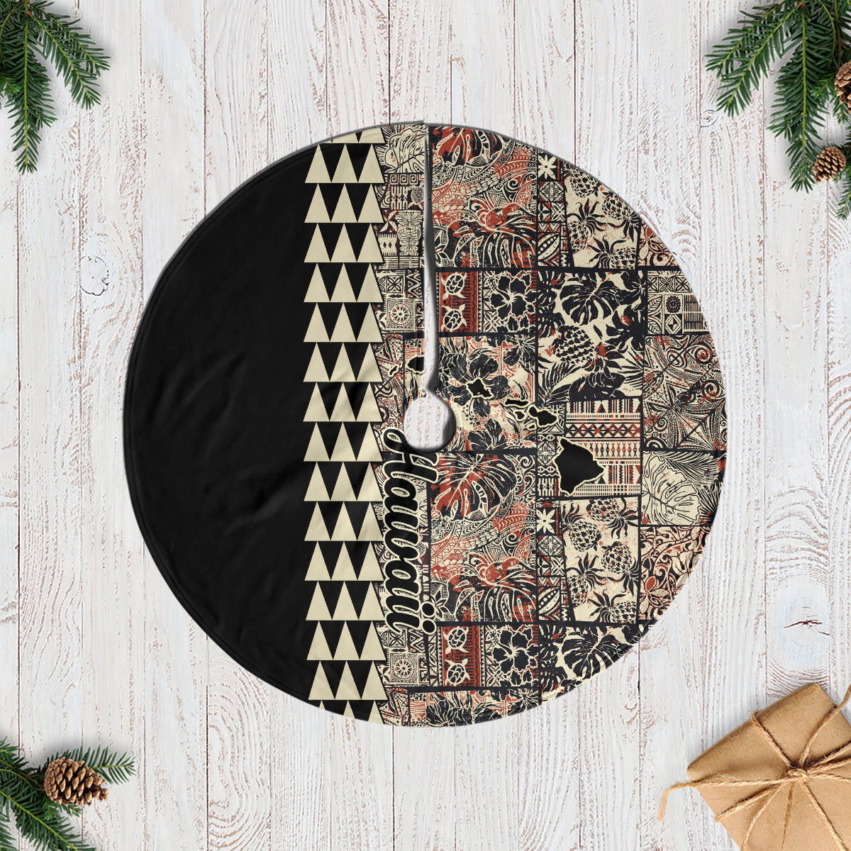 Hawaiian Quilt Tree Skirt Hibiscus Kakau Vintage Style - Wonder Print Shop