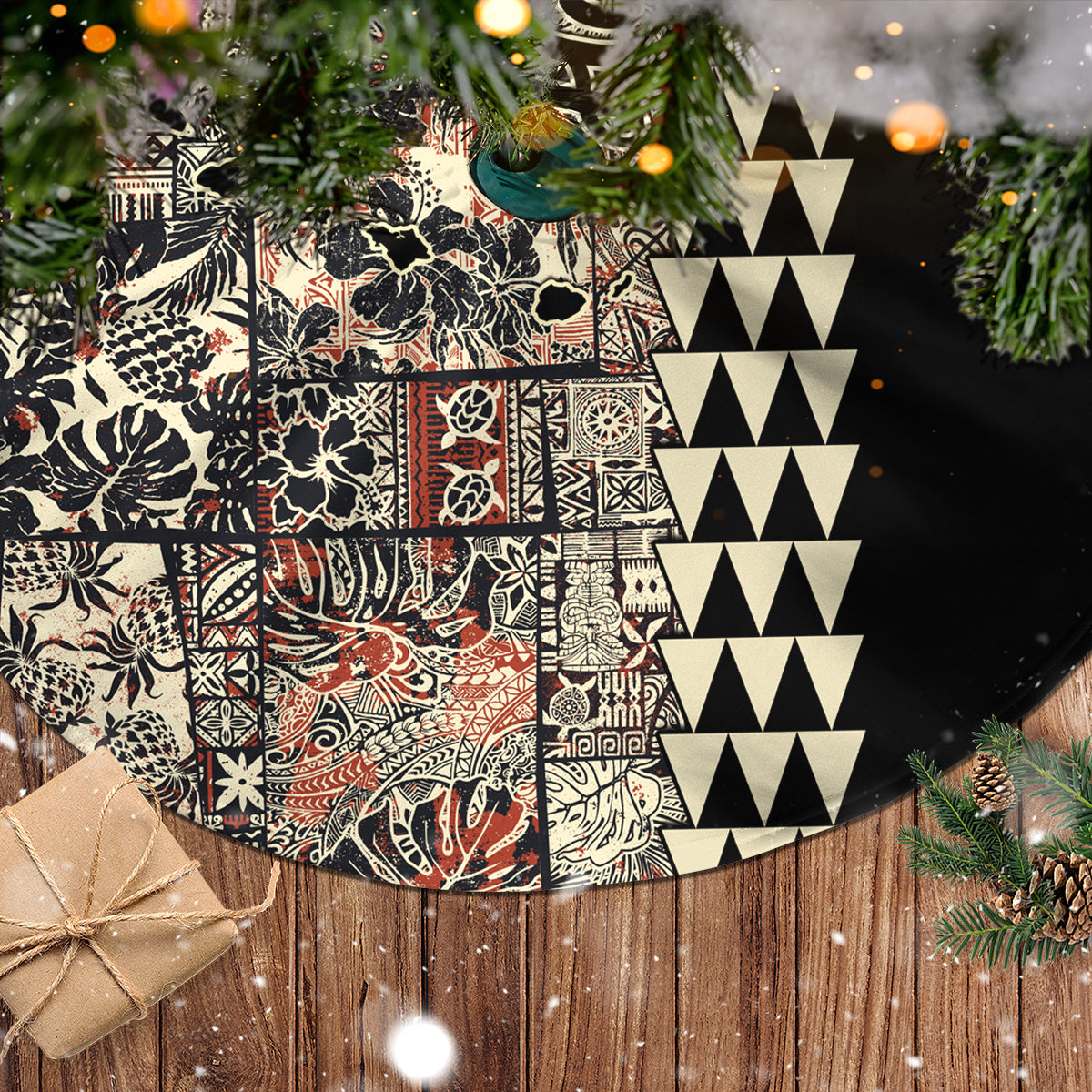 Hawaiian Quilt Tree Skirt Hibiscus Kakau Vintage Style - Wonder Print Shop