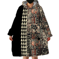 Hawaiian Quilt Wearable Blanket Hoodie Hibiscus Kakau Vintage Style - Wonder Print Shop