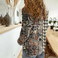 Hawaiian Quilt Women Casual Shirt Hibiscus Kakau Vintage Style - Wonder Print Shop