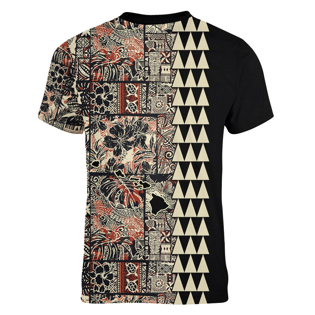 Hawaiian Quilt Women V Neck T Shirt Hibiscus Kakau Vintage Style - Wonder Print Shop