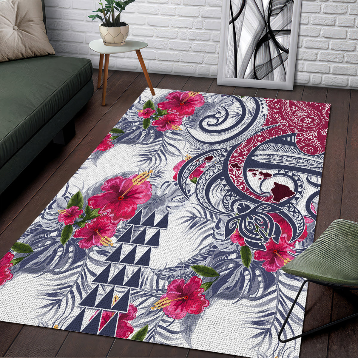 Hawaii Kakau Mix Paisley Pattern Area Rug Polynesian Tropical Unique Style - Wonder Print Shop