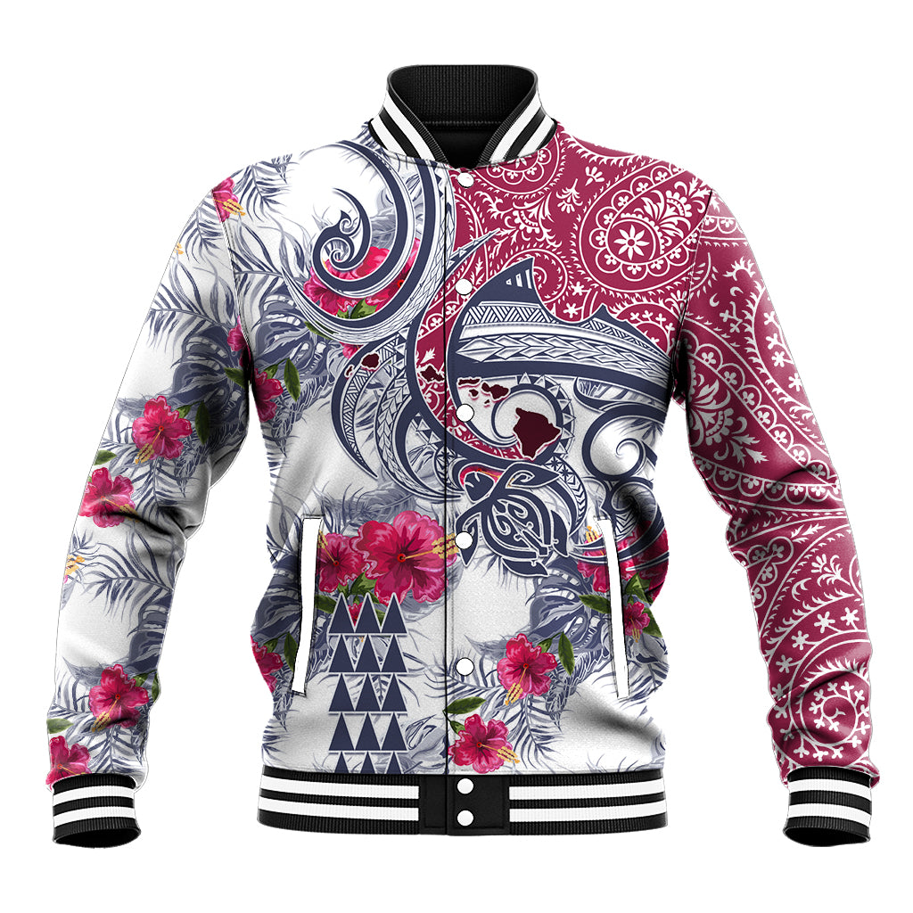 Hawaii Kakau Mix Paisley Pattern Baseball Jacket Polynesian Tropical Unique Style - Wonder Print Shop