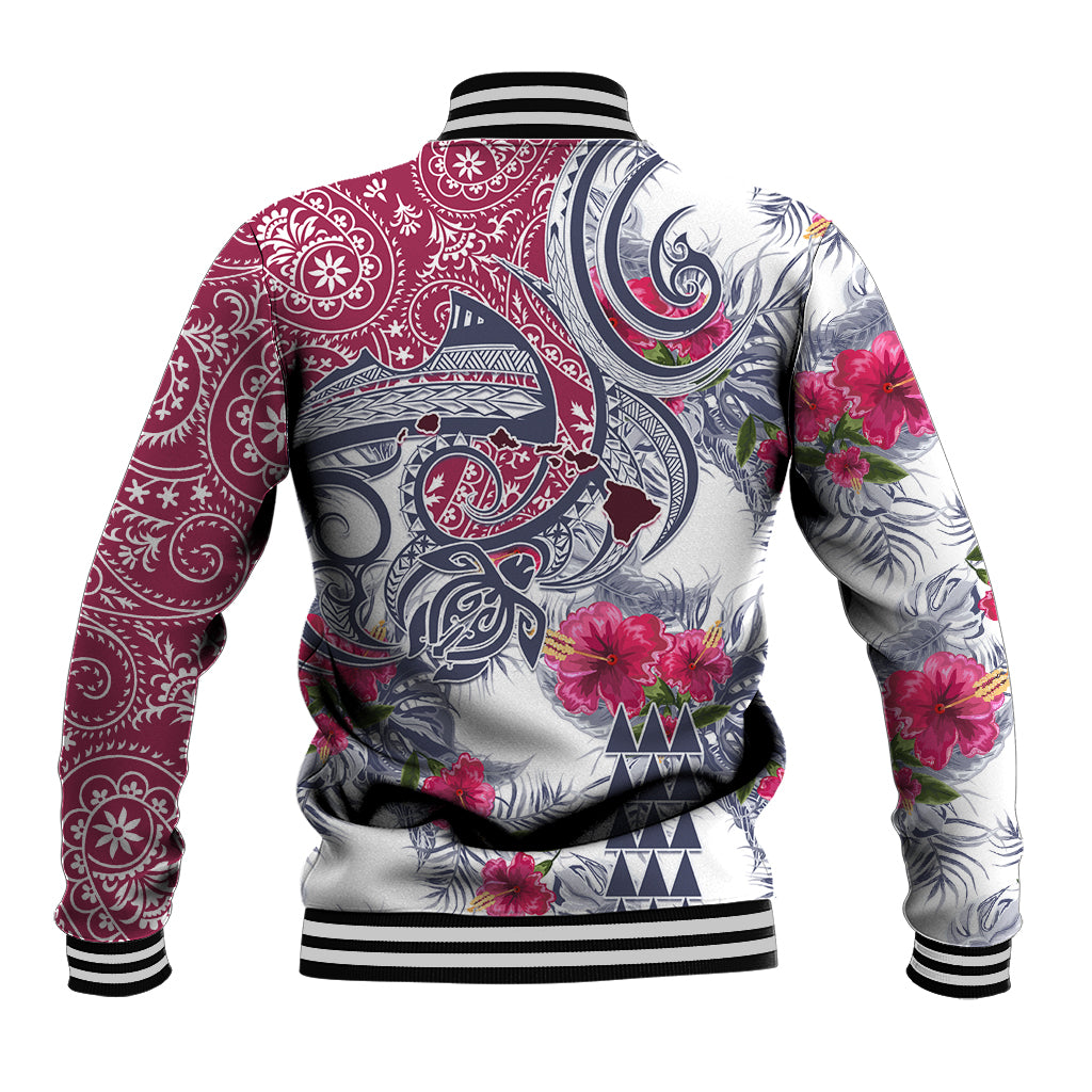 Hawaii Kakau Mix Paisley Pattern Baseball Jacket Polynesian Tropical Unique Style - Wonder Print Shop