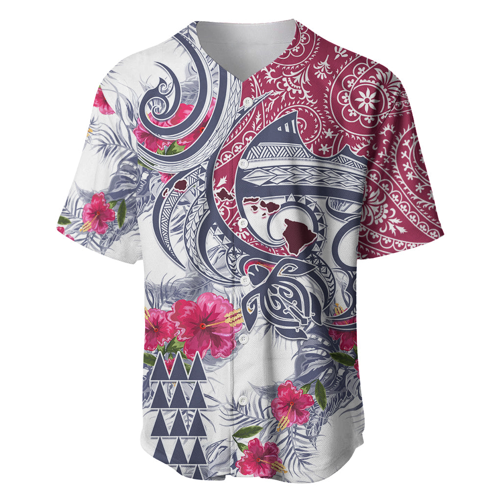 Hawaii Kakau Mix Paisley Pattern Baseball Jersey Polynesian Tropical Unique Style - Wonder Print Shop