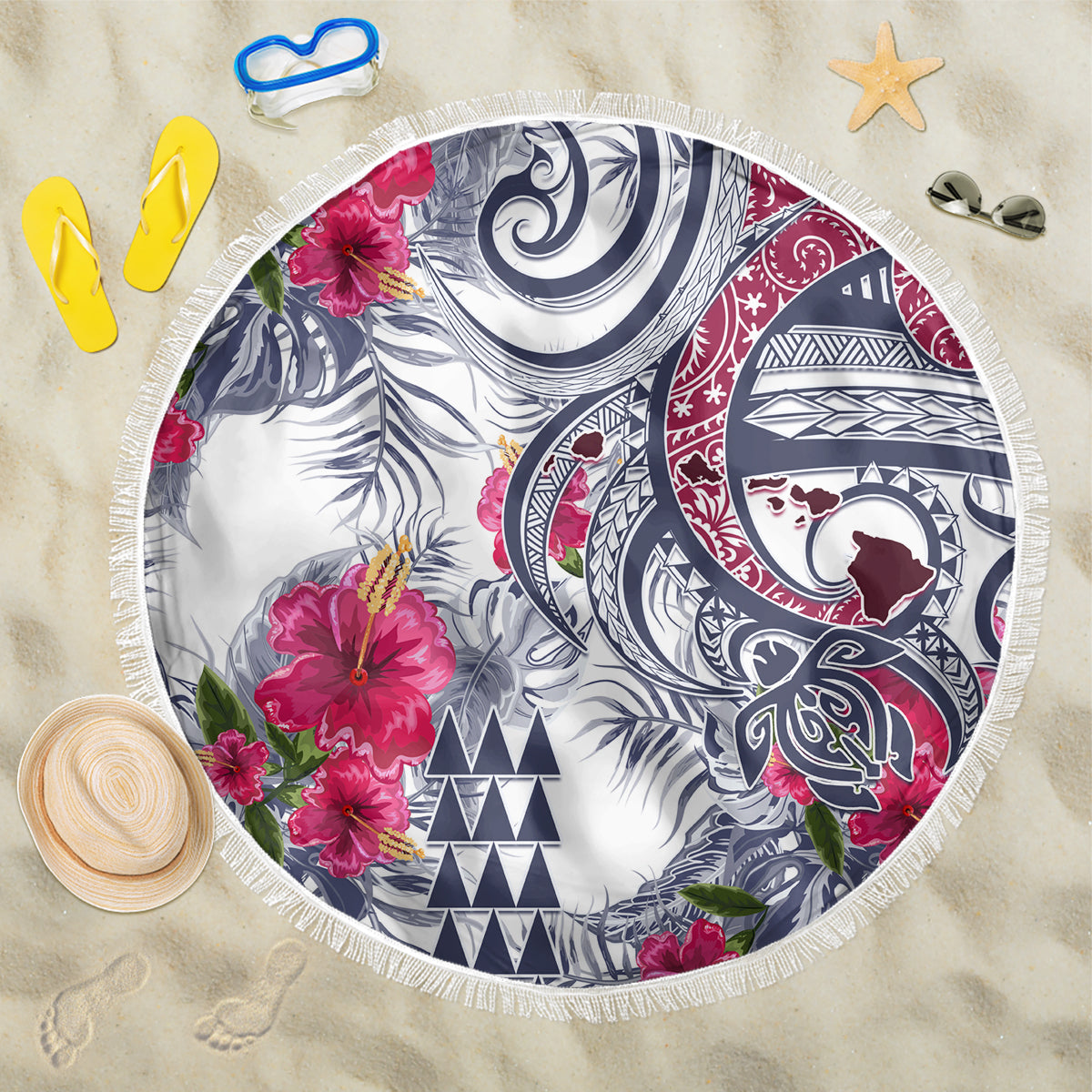 Hawaii Kakau Mix Paisley Pattern Beach Blanket Polynesian Tropical Unique Style - Wonder Print Shop