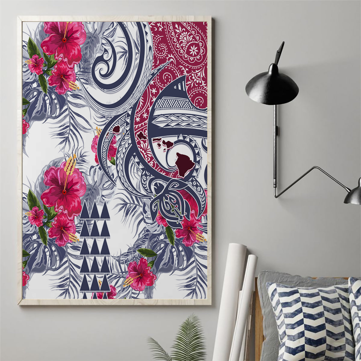Hawaii Kakau Mix Paisley Pattern Canvas Wall Art Polynesian Tropical Unique Style - Wonder Print Shop