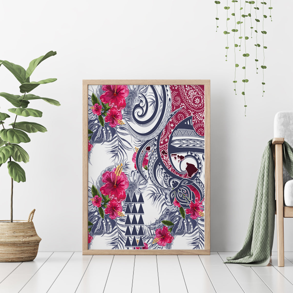 Hawaii Kakau Mix Paisley Pattern Canvas Wall Art Polynesian Tropical Unique Style - Wonder Print Shop