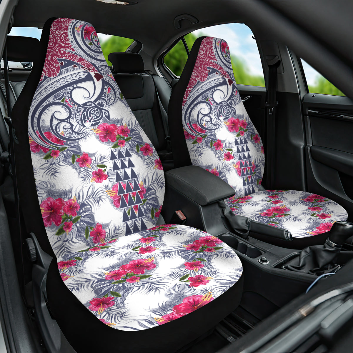Hawaii Kakau Mix Paisley Pattern Car Seat Cover Polynesian Tropical Unique Style - Wonder Print Shop