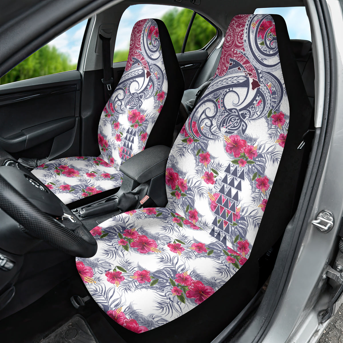 Hawaii Kakau Mix Paisley Pattern Car Seat Cover Polynesian Tropical Unique Style - Wonder Print Shop