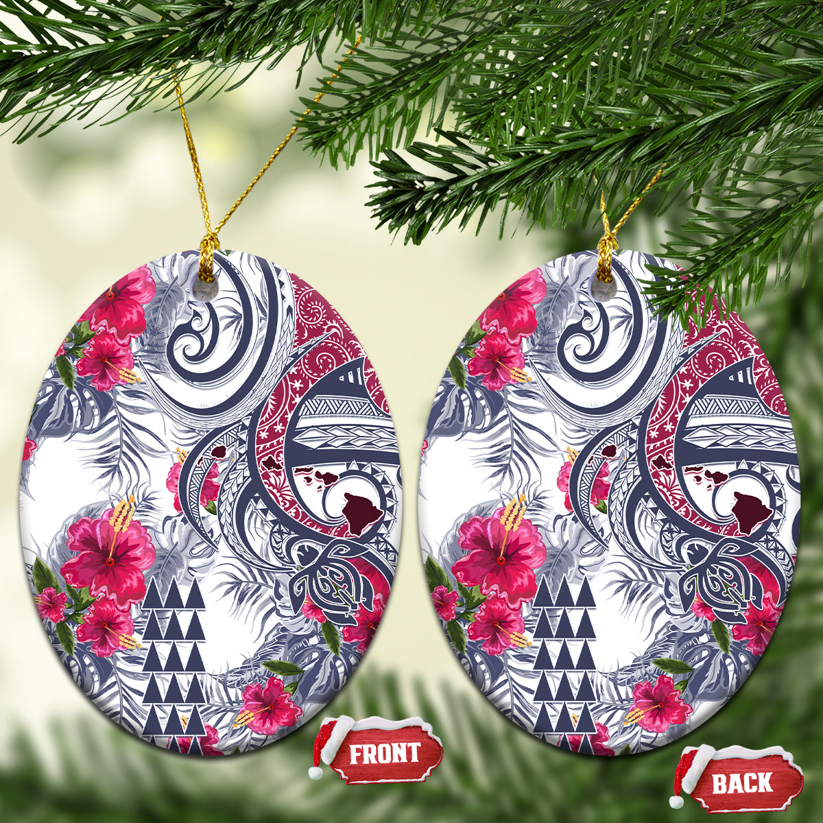 Hawaii Kakau Mix Paisley Pattern Ceramic Ornament Polynesian Tropical Unique Style - Wonder Print Shop