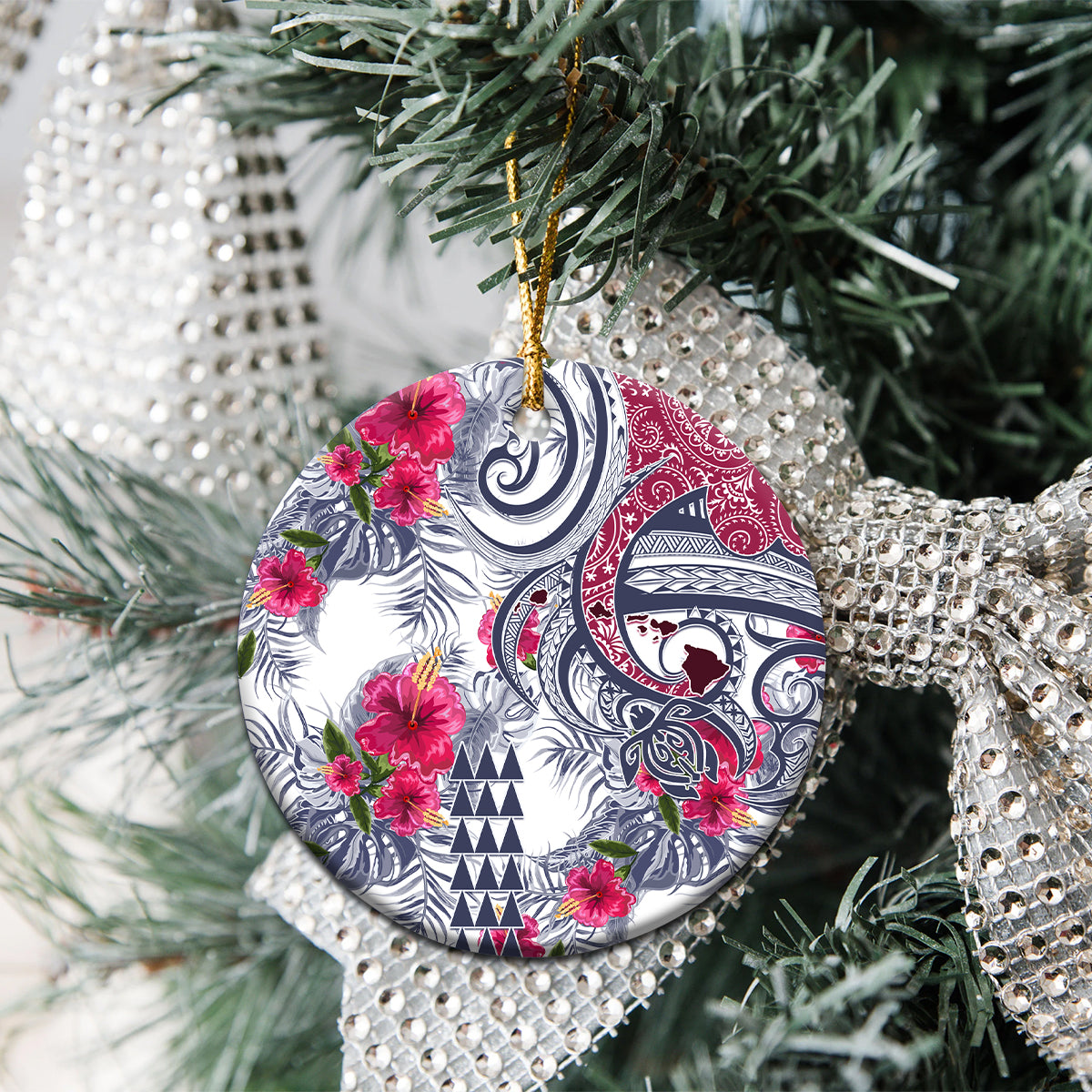 Hawaii Kakau Mix Paisley Pattern Ceramic Ornament Polynesian Tropical Unique Style - Wonder Print Shop