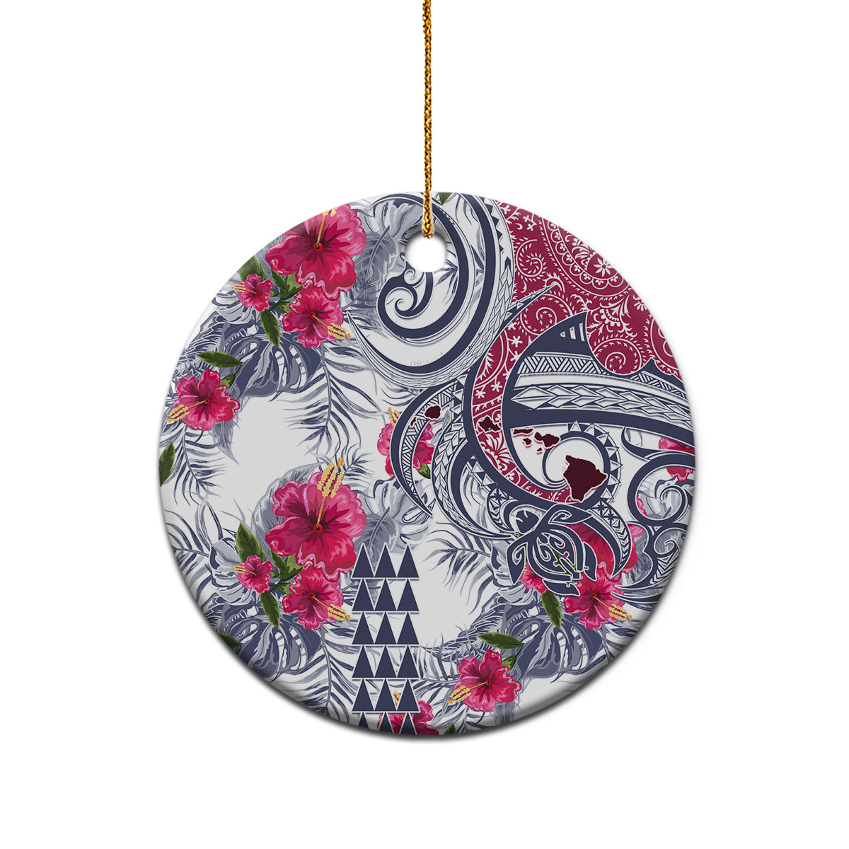 Hawaii Kakau Mix Paisley Pattern Ceramic Ornament Polynesian Tropical Unique Style - Wonder Print Shop